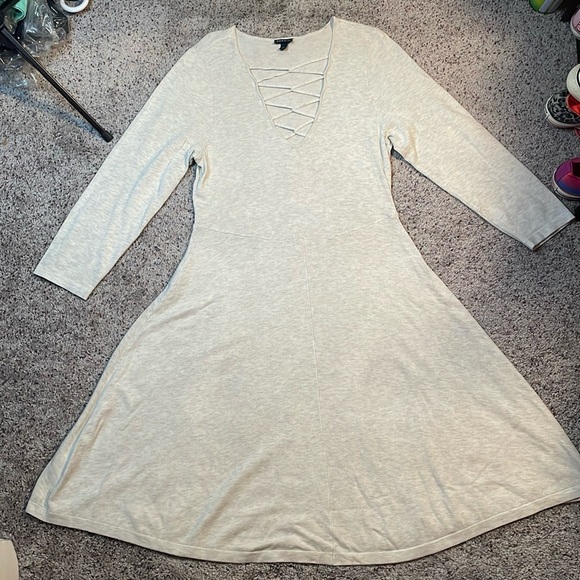 Torrid Lattice Sweater Knit Dress Oatmeal Size‎ 1 - Picture 1 of 7